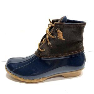 Sperry Womens Saltwater Duck Boot Tan/Navy Size 7.5 M